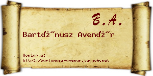Bartánusz Avenár névjegykártya